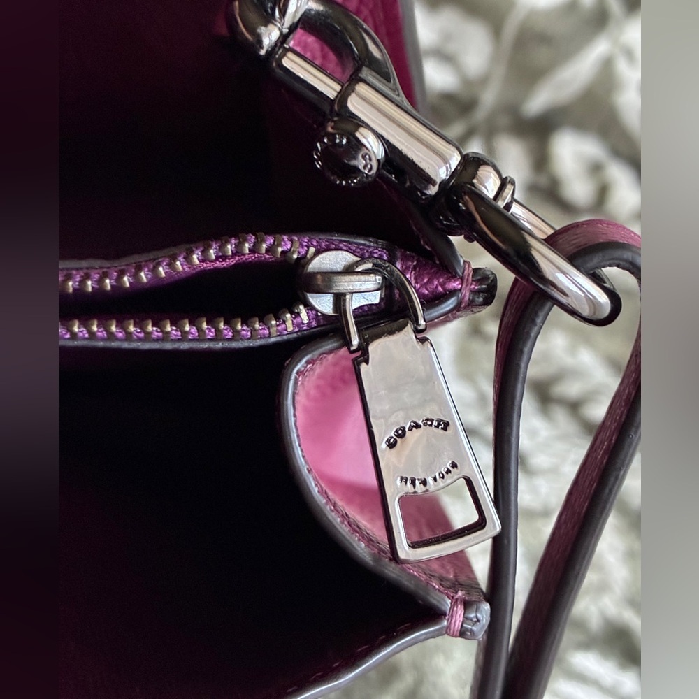 Coach Pebbled Leather Tote in Plum - Picture 15 of 16